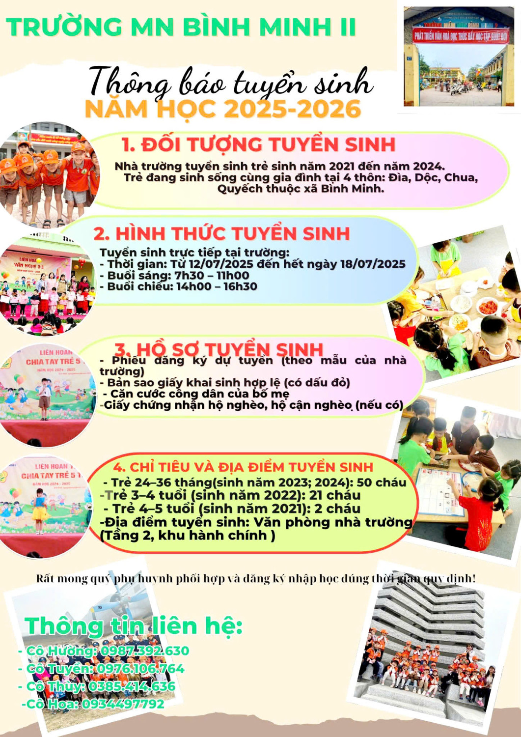 Thông báo tuyển sinh năm học 2025-206